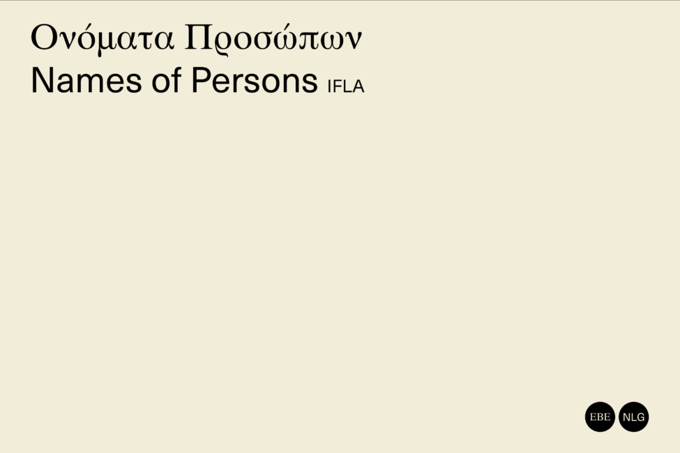 Names of Persons: National Usages for Entry in Catalogues